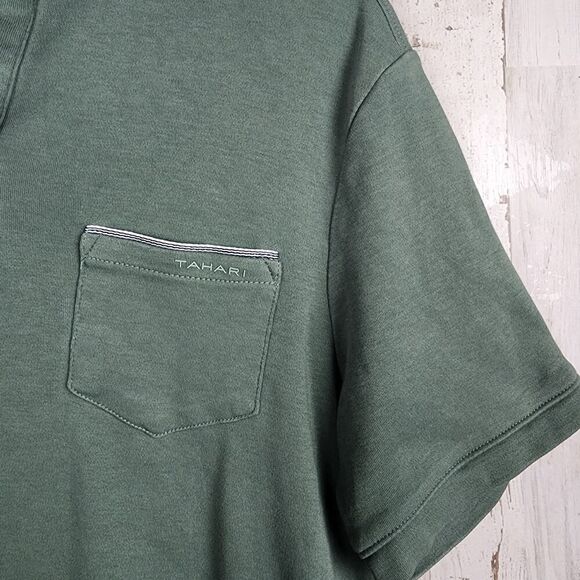 Tahari Men's Interlock Polo Short Sleeve Shirt Green Size Small - Picture 5 of 6